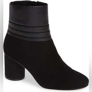 KARL LAGERFELD FRIEDA ANKLE BOOT IN SUEDE AND LEATHER BLACK SIZE 8.5 US/ 39 EU